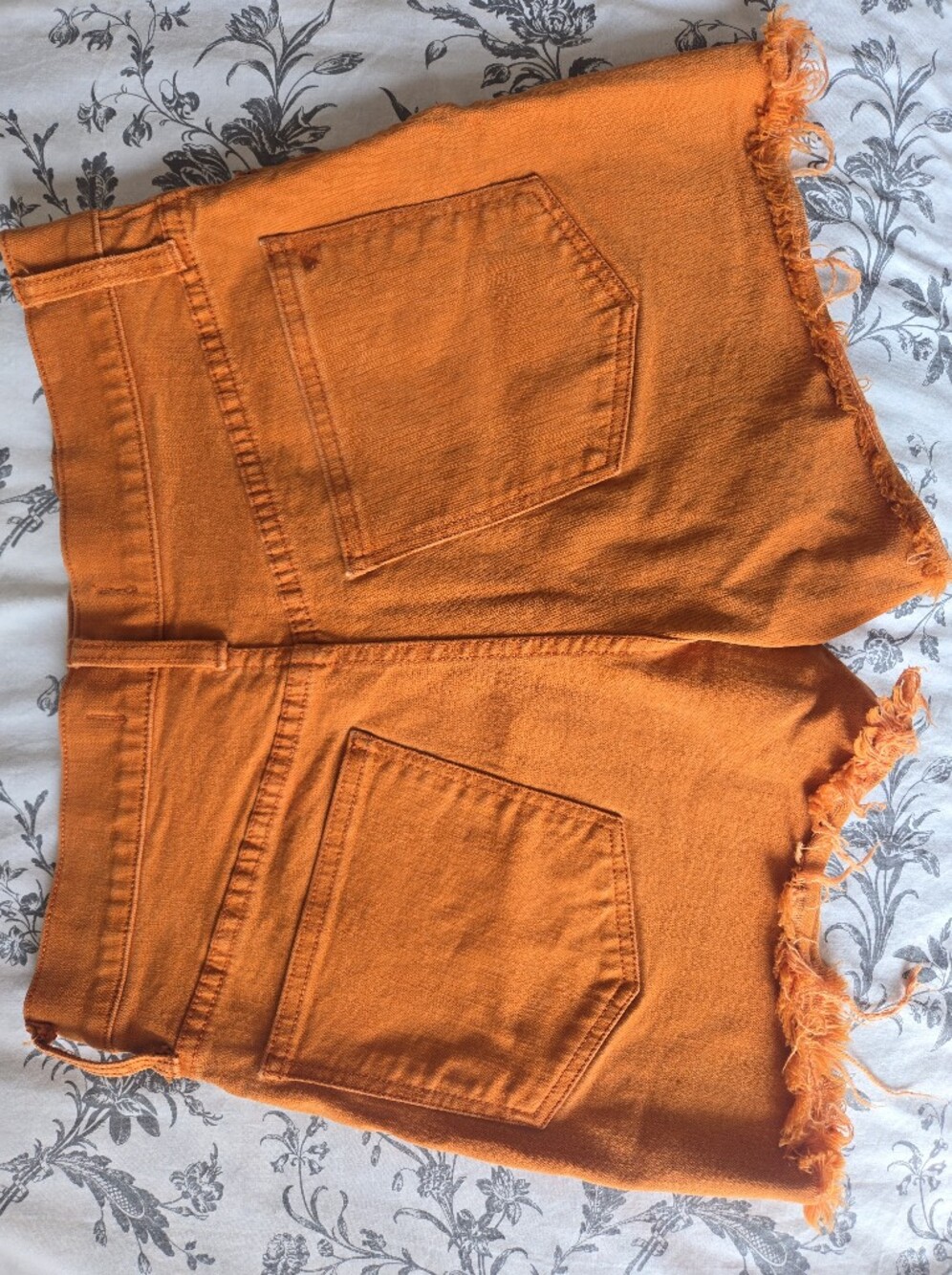 Madewell High-Rise Burnt Orange Button-Fly Denim Frayed Hem Shorts Size 26🧡 - Picture 3 of 10